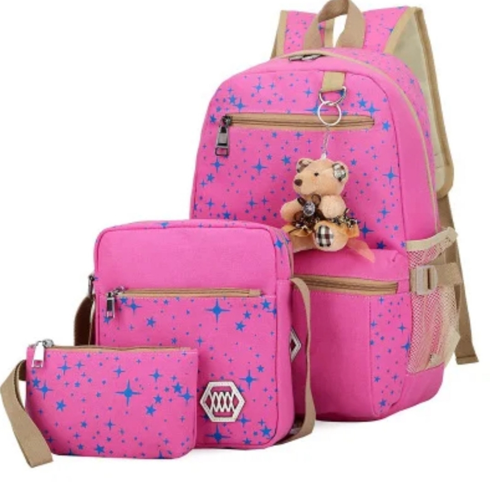 NWT GIRLS 3 PIECE BACKPACK SET TEDDY BEAR